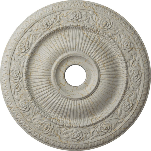 Ekena Millwork Logan Ceiling Medallion (Canopies up to 6 1/8"), 24 1/4"OD x 3 7/8"ID x 2"P, Pot of Cream Crackle CM24LO1PCC - main